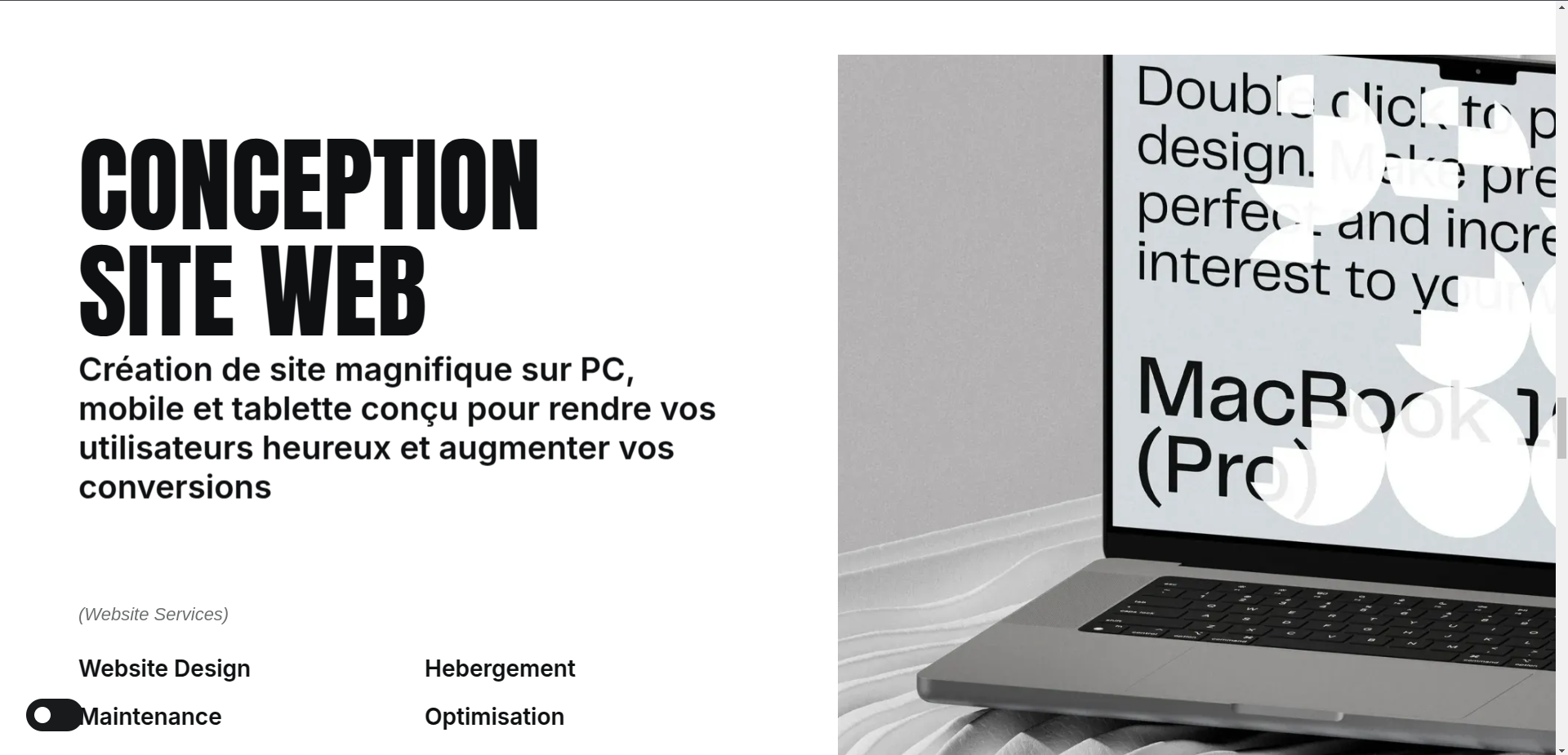 screenshot of my current freelancing (SEO, web design, fullstack dev) portfolio website