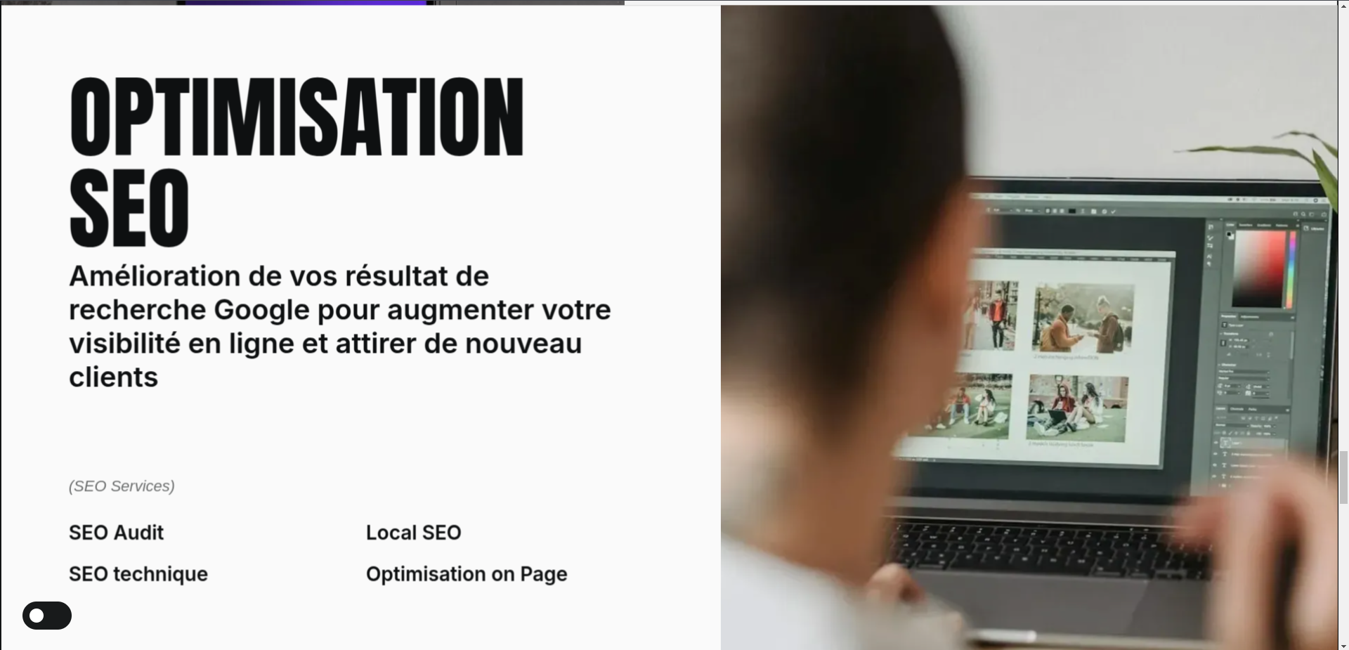 screenshot of my current freelancing (SEO, web design, fullstack dev) portfolio website