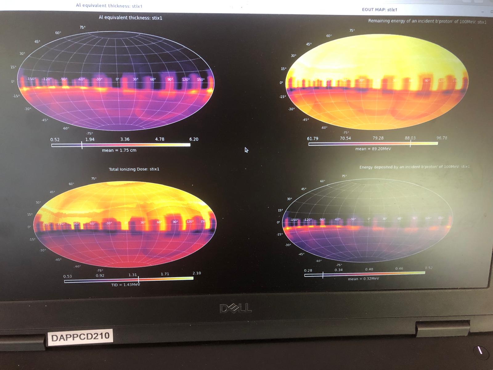 Radiation dosage map inside of a satelite
